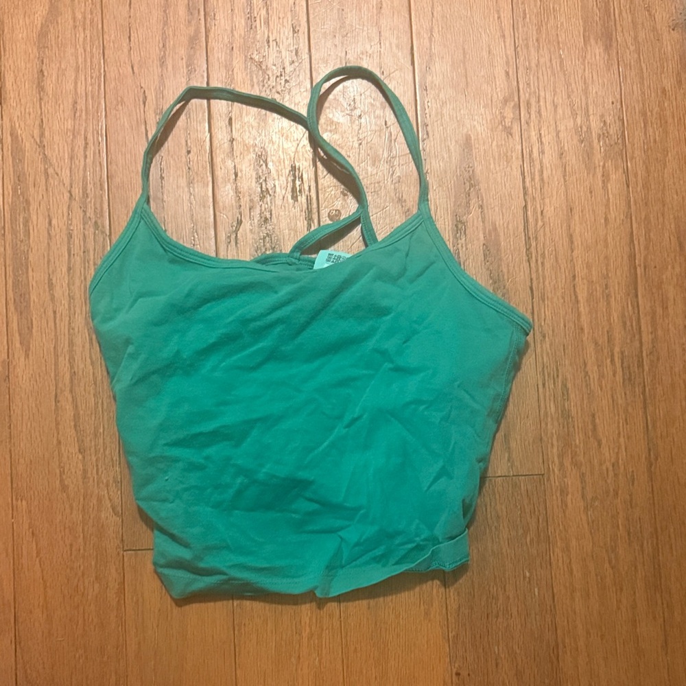 Green Spaghetti Strap Crop Top